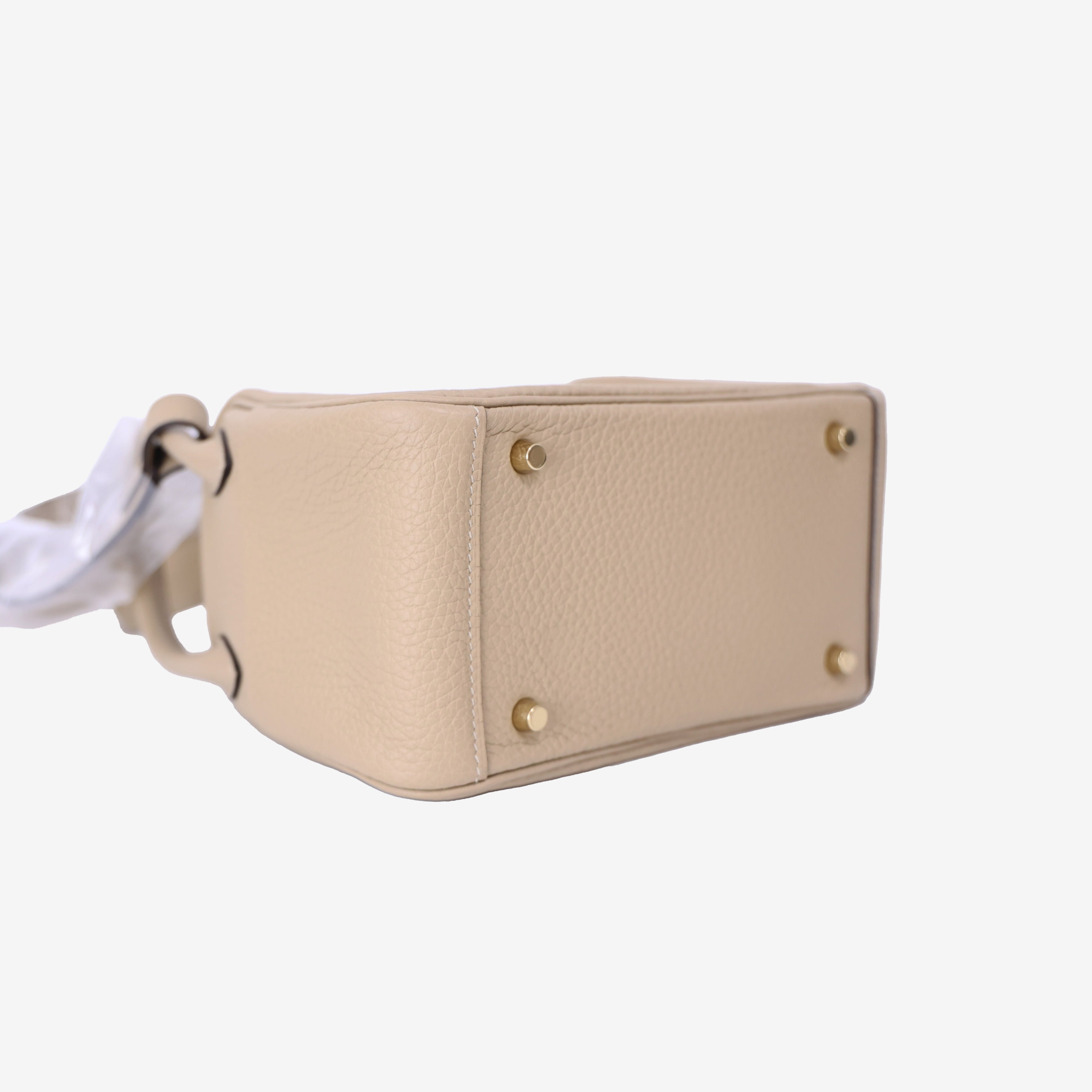 Hermès Mini Lindy in Trench Clemence Leather with Gold Hardware bottom side view
