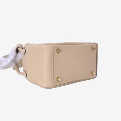 Hermès Mini Lindy in Trench Clemence Leather with Gold Hardware bottom side view