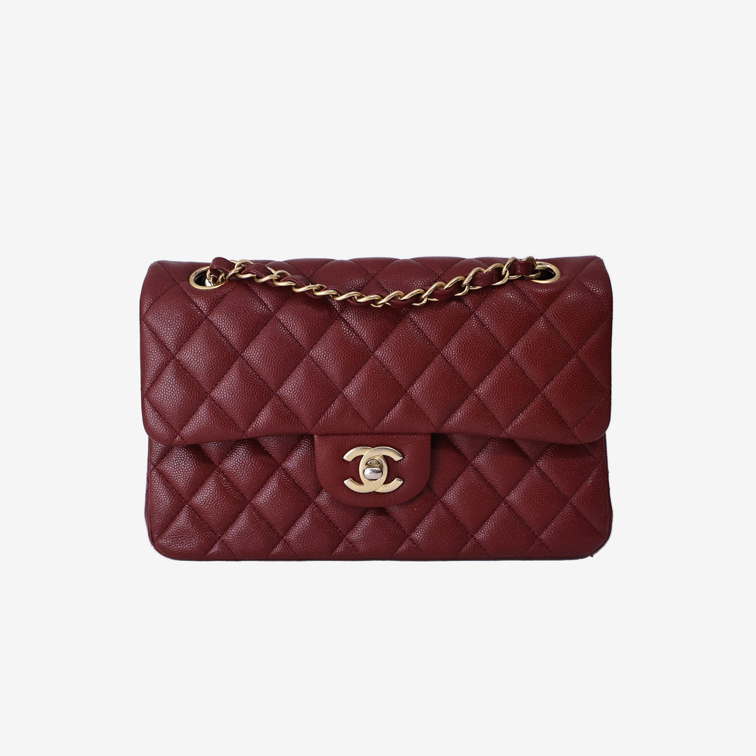 Chanel Classic Small Flap Bag in Red Caviar Leather with Gold Hardware