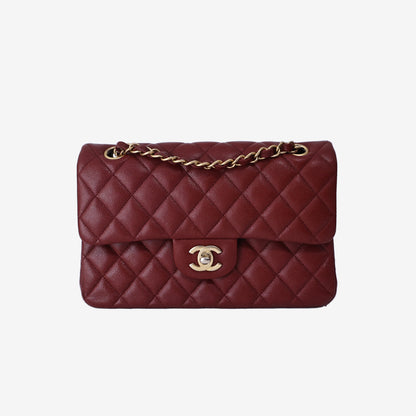 Chanel Classic Small Flap Bag in Red Caviar Leather with Gold Hardware
