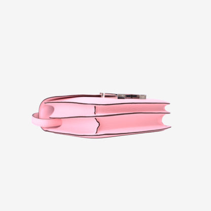 Hermès Constance 18 in Sakura Pink Chevre Mysore Leather with Palladium Hardware bottom side view