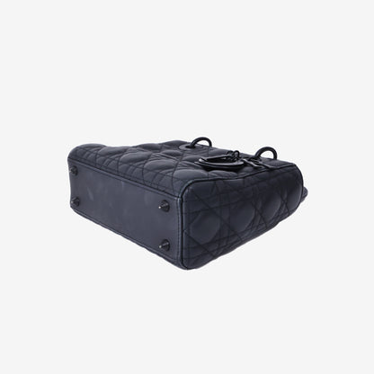 Dior Small Lady Dior Bag in Black Ultramatte Cannage Calfskin Leather