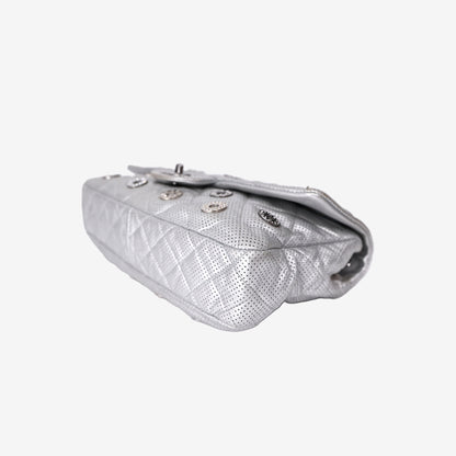 *RARE* Chanel Paris-Dubai Medals Flap Bag in Silver Lambskin Leather with Silver Hardware
