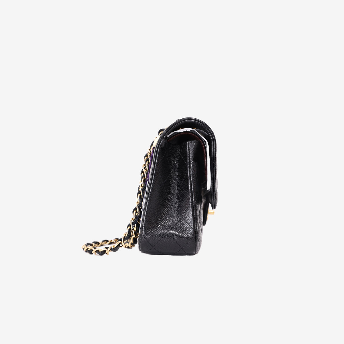 Chanel Classic Double Flap Small in Black Caviar Leather with Gold Hardware side view