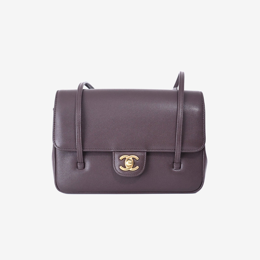 Chanel 26 Preppy Small Bag in Brown Caviar Leather with Gold Hardware