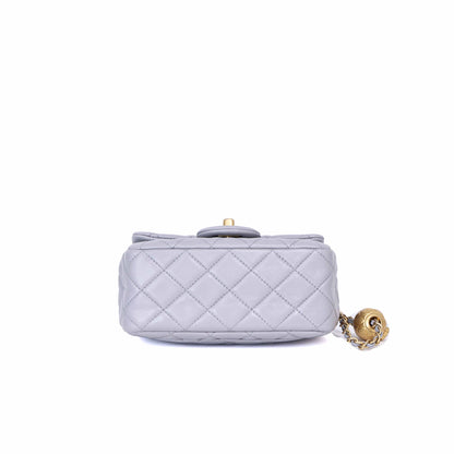 Chanel Pearl Crush Mini Square in Grey Lambskin with Gold Hardware (Contact to Enquire)