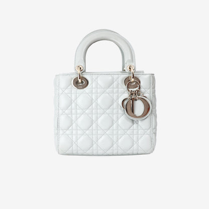 Lady Dior Bag in Light Green Lambskin Leather with Gold Hardware