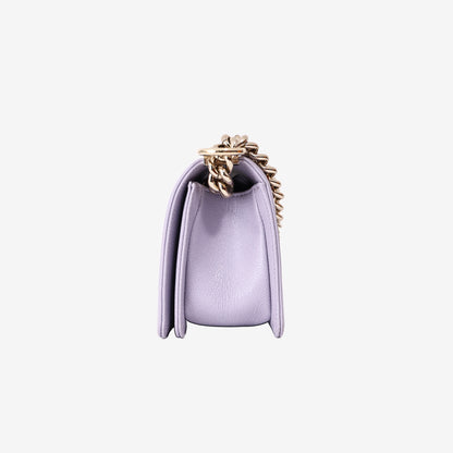 Chanel Small Boy Bag in Light Purple Caviar Leather with Gold Hardware