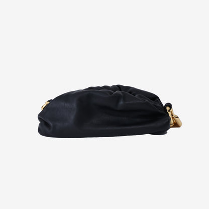 Bottega Veneta Chain Pouch in Black Nappa Leather with Gold Hardware