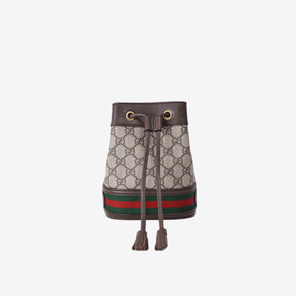 Gucci Ophidia Mini GG Bucket Bag in Beige Brown GG Supreme Canvas with Gold Hardware