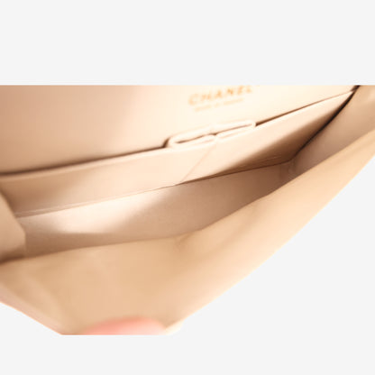 Chanel Classic Medium Flap Bag in Beige Caviar Leather with Gold Hardware