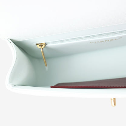 Chanel 26P Preppy Flap Small in White Calfskin Leather with Gold Hardware interior view