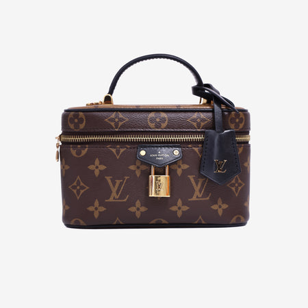 Louis Vuitton Vanity Chaine Pouch Bag in Brown Monogram Reverse Canvas with Gold Hardware front view