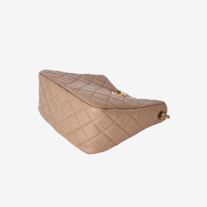 Chanel Pearl Crush Hobo Bag in Beige Lambskin Leather with Gold Hardware