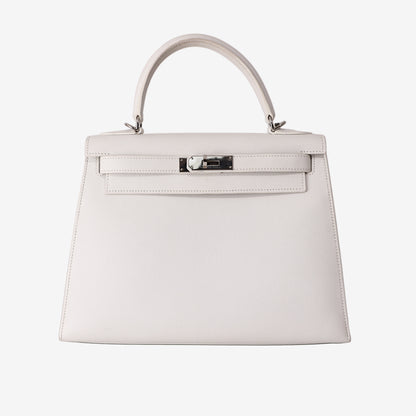 Hermès Kelly 28 in White Epsom Leather with Palladium-Plated Hardware