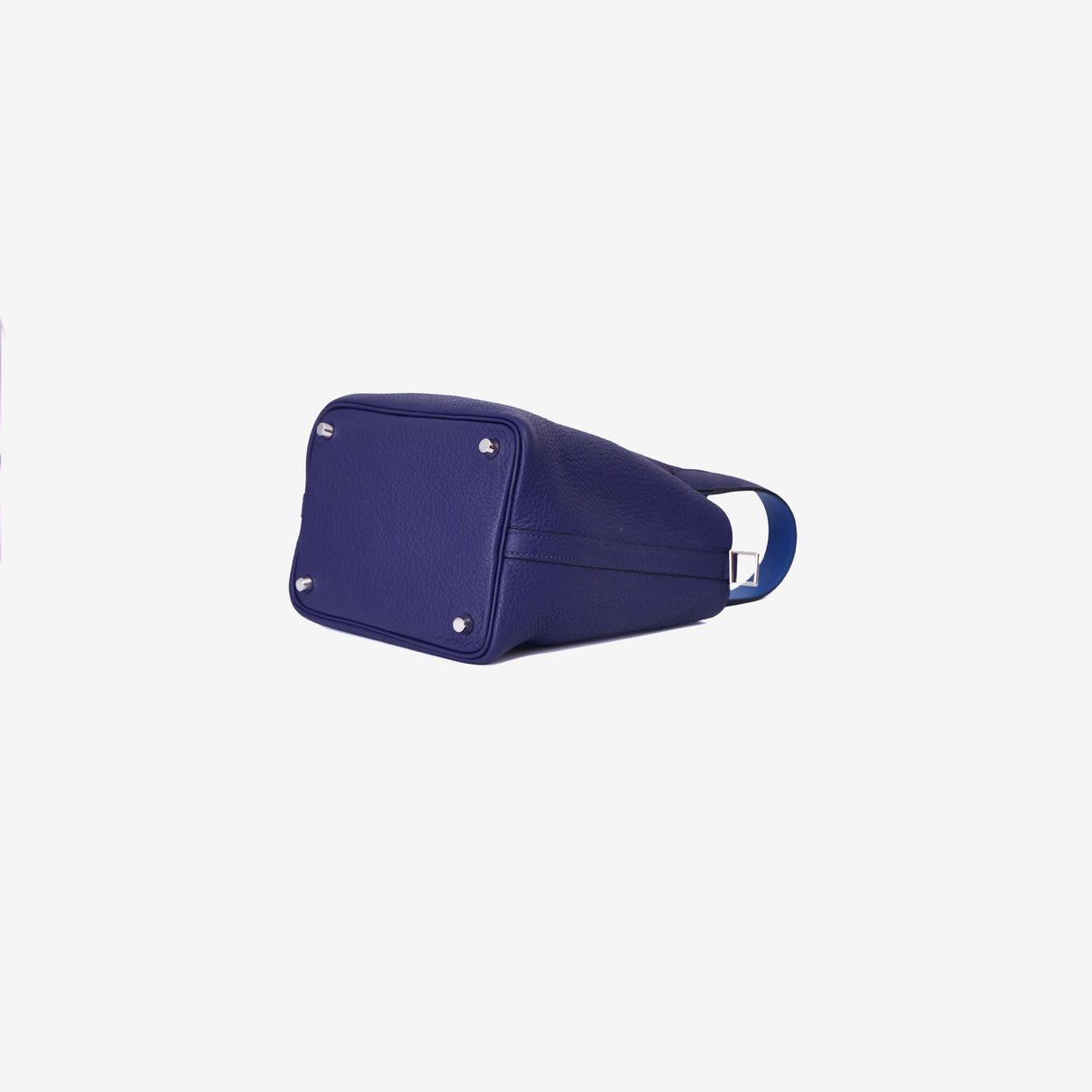Hermès Picotin 18 in Bleu Encre Clemence Leather with Palladium Hardware bottom side view