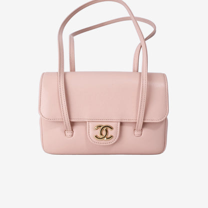 Chanel Preppy Mini Flap Bag by Matthieu Blazy in Pink Caviar Leather with Gold Hardware