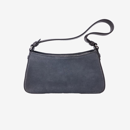 Loewe Suede Anagram Baguette Shoulder Bag in Grey Calfskin Suede