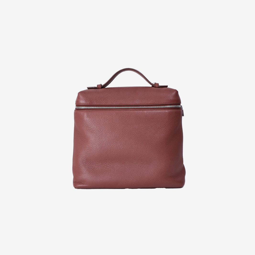 Loro Piana Extra Pocket Backpack in Kummel Calfskin Leather with Silver Hardware