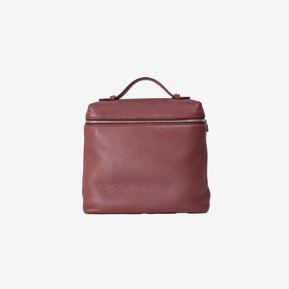 Loro Piana Extra Pocket Backpack in Kummel Calfskin Leather with Silver Hardware