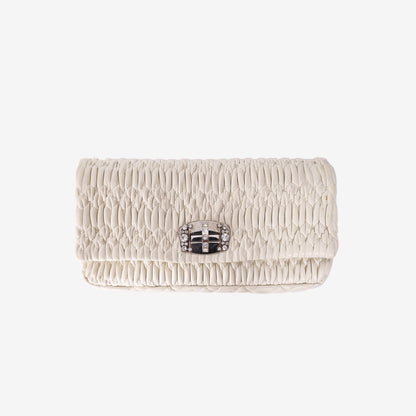 Miu Miu Crystal Leather Bag in White Nappa Leather with Silver Hardware