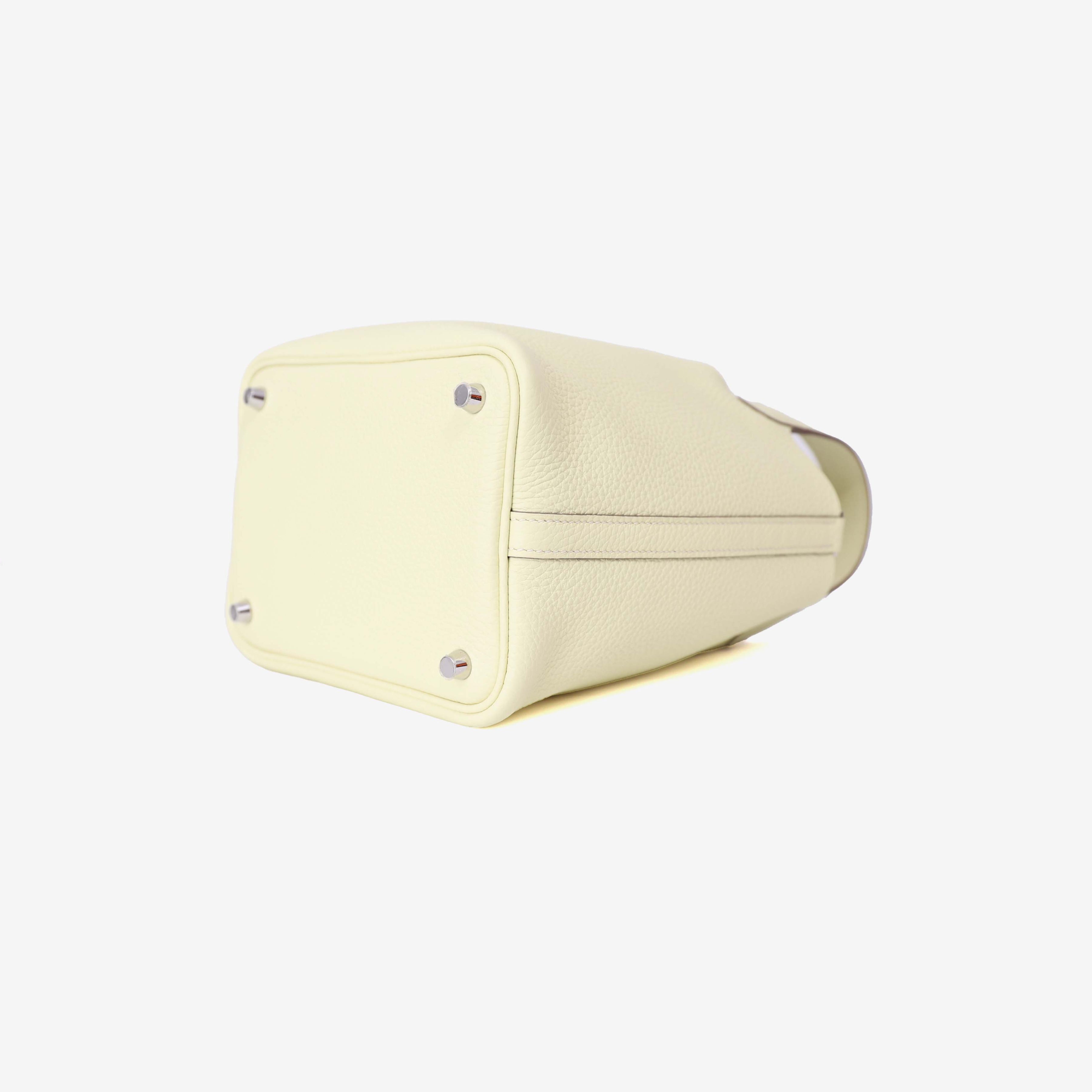 Hermès Picotin 18 Jaune Milton Clemence Leather with Palladium Hardware bottom side view