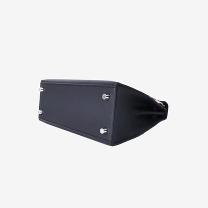 Hermès Kelly 25 in Noir Epsom Leather with Palladium-Plated Hardware