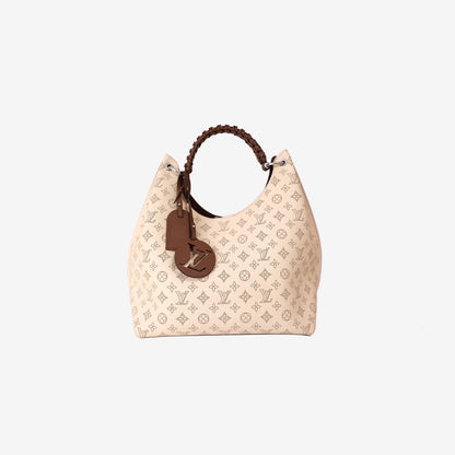 Louis Vuitton Carmel Hobo Bag in Beige Calfskin with Silver Hardware