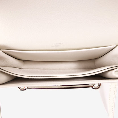 Hermès Roulis Mini Bag in White Evercolor Leather with Palladium Hardware