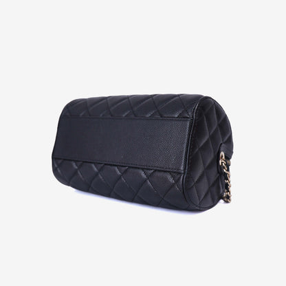Chanel Classic Barrel Bag Mini in Black Caviar Leather with Gold Hardware bottom side view