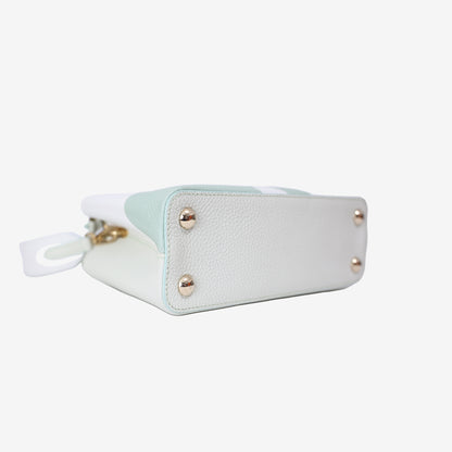 Louis Vuitton Capucines BB in Light Green Taurillon Leather with Gold Hardware bottom side view