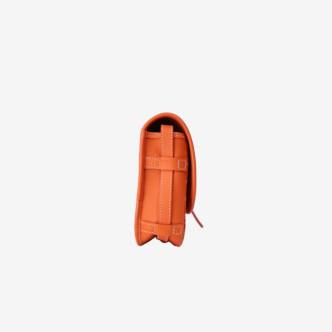Goyard Belvédère Handbag in Orange Goyardine Canvas with Silver Hardware