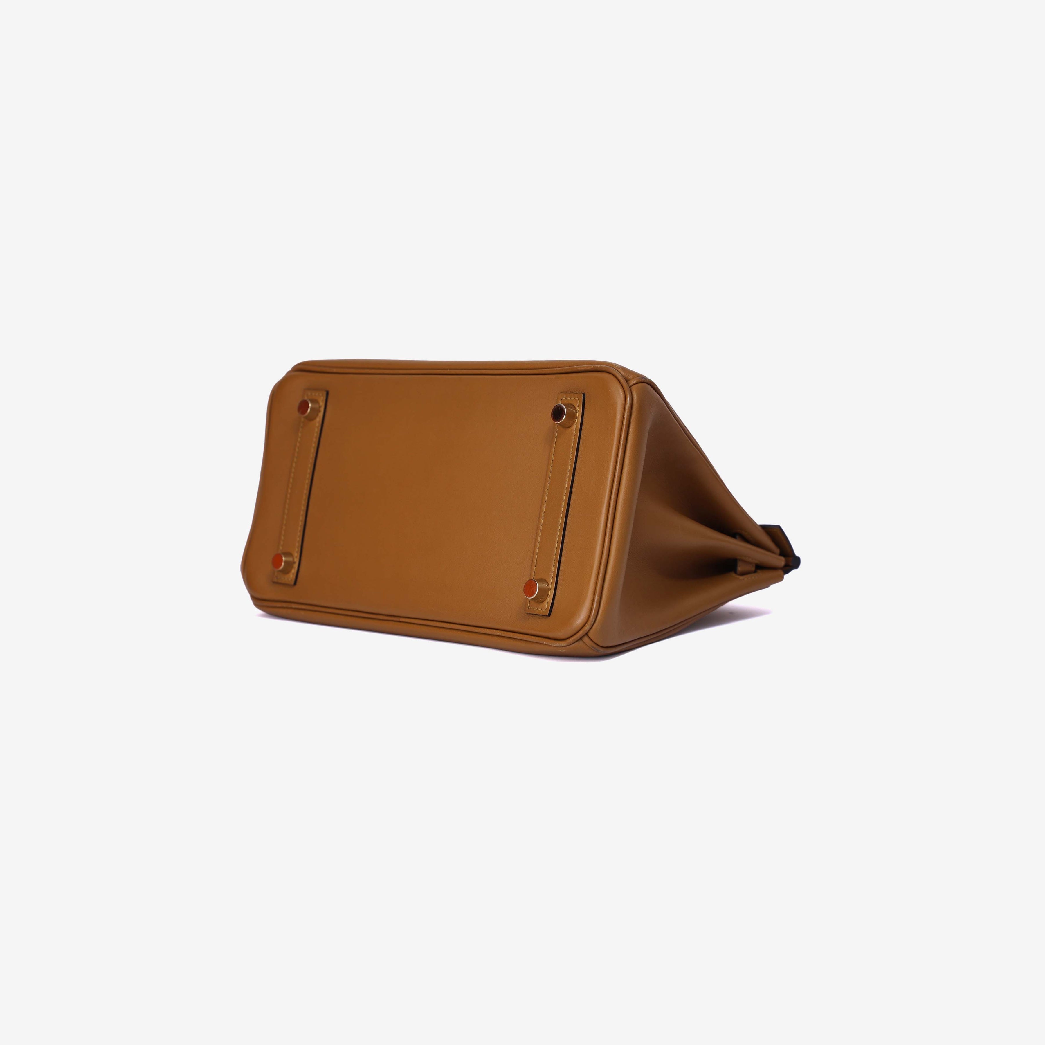Hermès Birkin 25 in Bronze Doré Swift Leather with Gold Hardware bottom side view