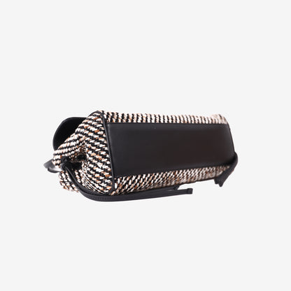 Chanel 26S East-West Shopping Tote in Black Calfskin and Multicolour Tweed with Gold Hardware