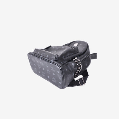 MCM Stark Side Studs Backpack in Black Visetos Coated Canvas with Gunmetal Hardware