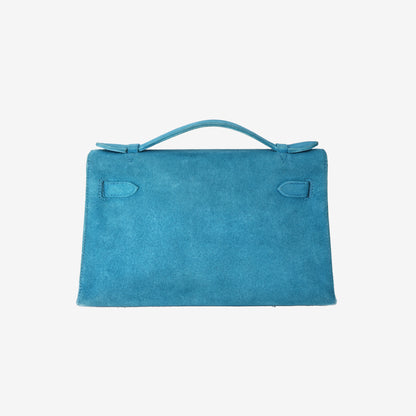 Hermès Kelly Pochette in Turquoise Veau Doblis Leather with Palladium-Plated Hardware (Contact to Enquire)