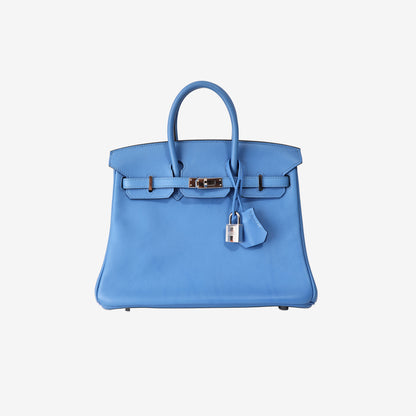 Hermès Birkin 25 in Bleu Swift Leather with Palladium-Plated Hardware