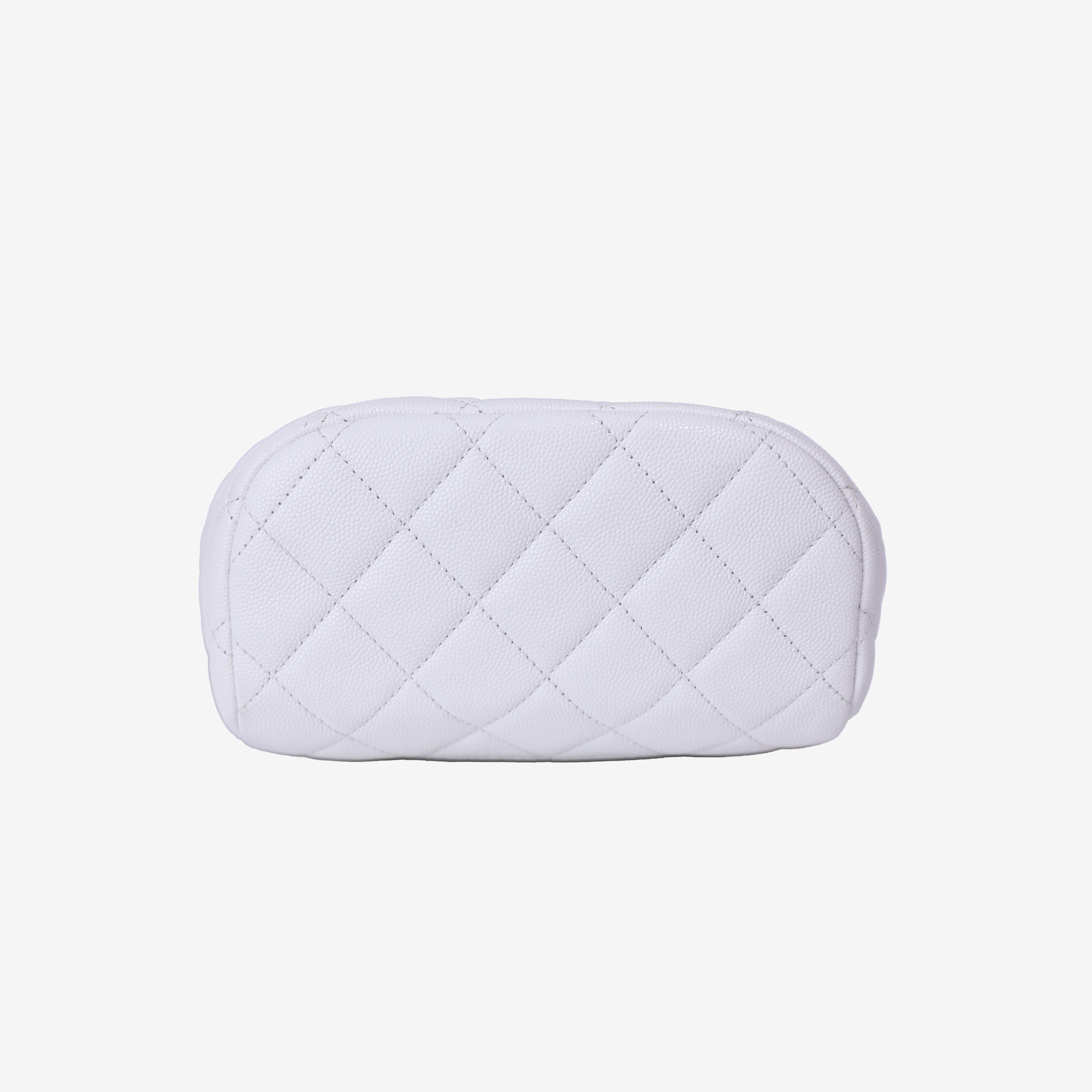 Chanel Urban Spirit Mini Backpack in White Caviar Leather with Silver Hardware bottom view