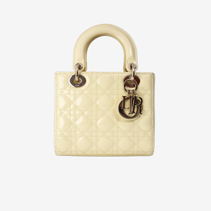 Dior Small Lady Dior Bag in Yellow Patent Leather with Gold Hardware
