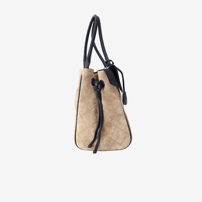 *PRISTINE* Chanel 26A Tote in Dark Beige & Black Suede & Grained Calfskin with Gold Hardware (AS6428-B25073-UB321)
