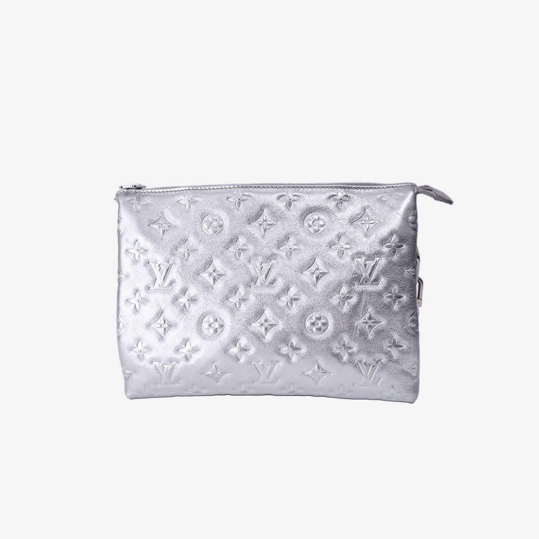 Louis Vuitton Coussin PM Bag in Silver Lambskin Leather with Silver Hardware