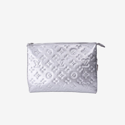 Louis Vuitton Coussin PM Bag in Silver Lambskin Leather with Silver Hardware