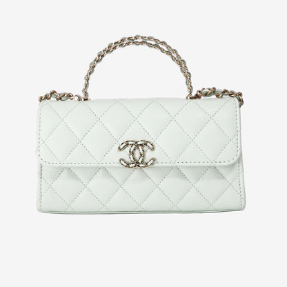 Chanel 25S Kelly Bag in Mint Green Caviar Leather with Gold Hardware