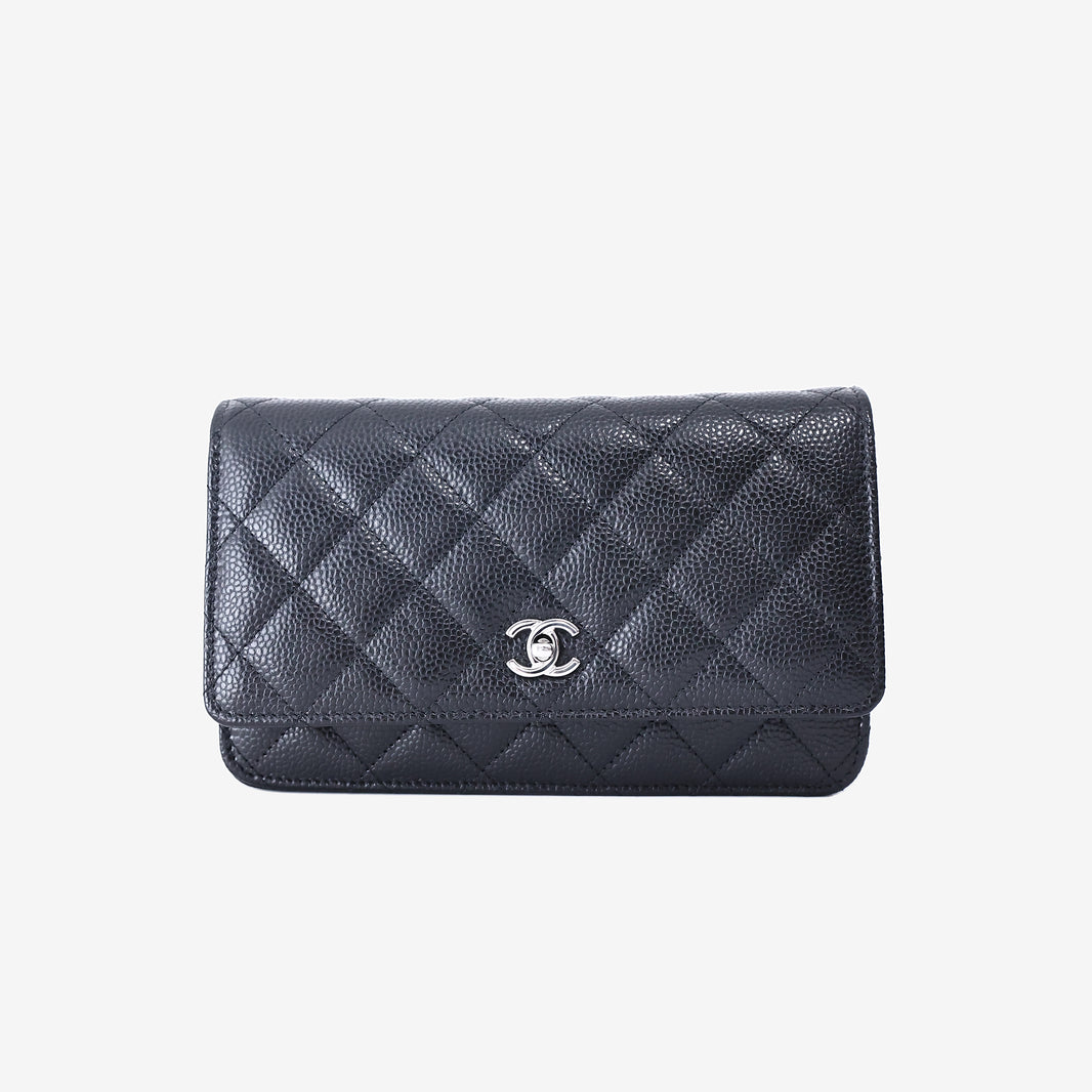 Chanel Classic Wallet on Chain in Black Caviar Leather with Silver Hardware