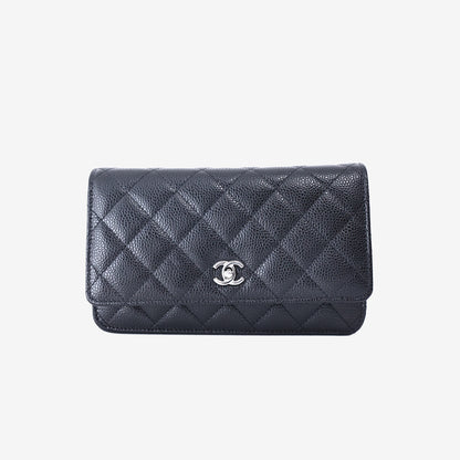 Chanel Classic Wallet on Chain in Black Caviar Leather with Silver Hardware