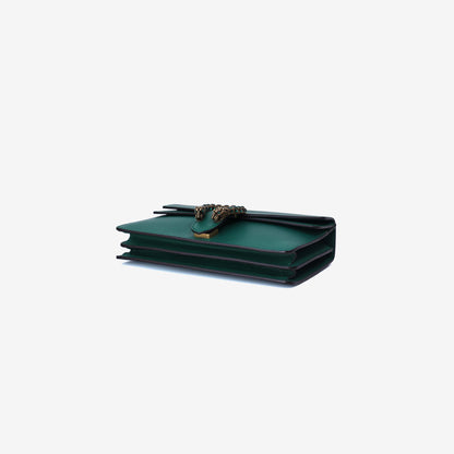 Gucci Dionysus Small Shoulder Bag in Green Grained Calfskin Leather with Silver Hardware bottom side view