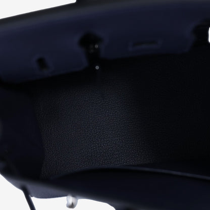 Hermès Birkin 25 in Bleu Nuit Togo Leather with Palladium Hardware interior view
