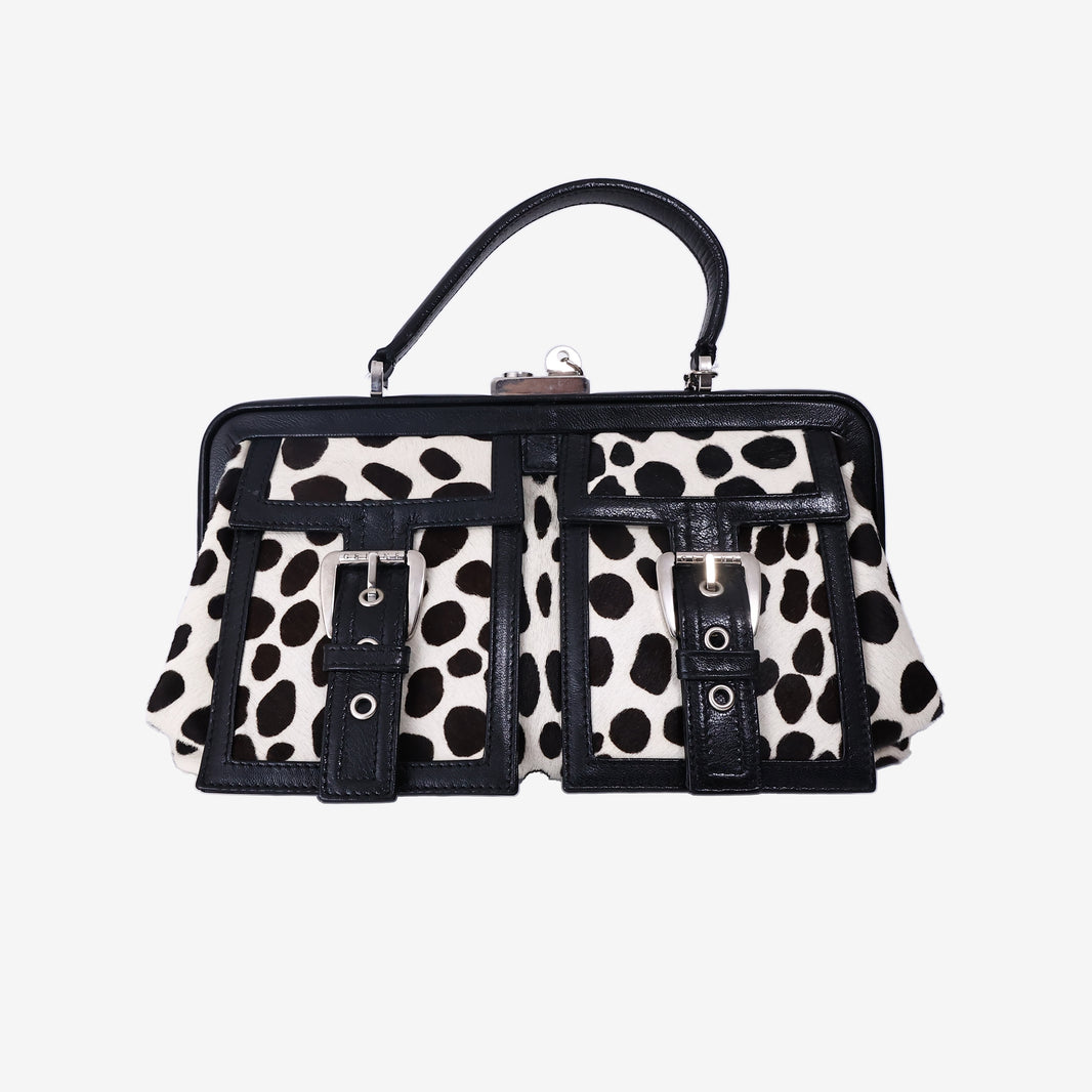 Celine Sac 16 Spotted Ponyhair Clutch Bag with Silver Hardware