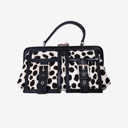 Celine Sac 16 Spotted Ponyhair Clutch Bag with Silver Hardware