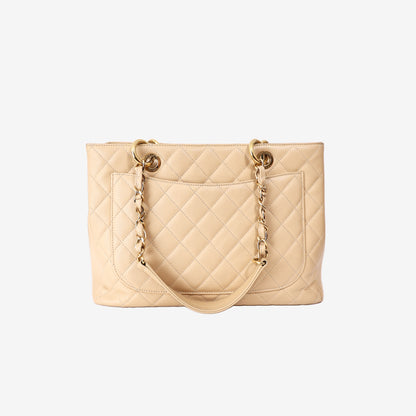 Chanel Grand Shopping Tote in Beige Caviar Leather with Gold Hardware